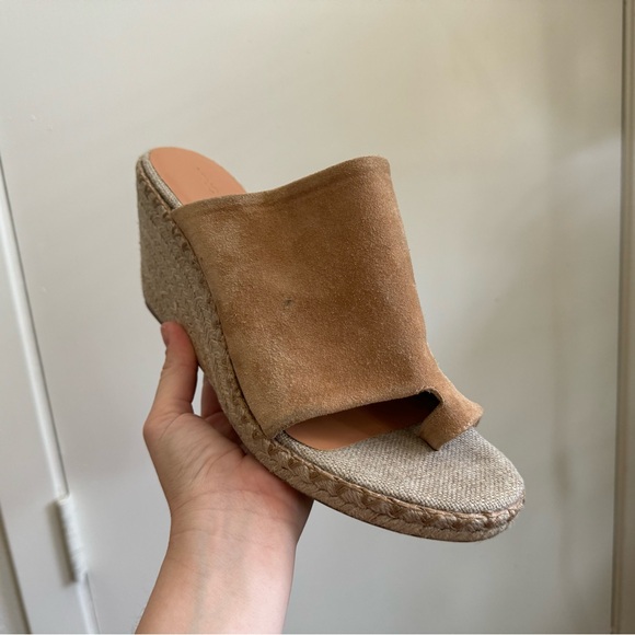 Vince Sutherland Platform Stitch Wedge Mules in Roasted Cashew - Picture 7 of 10